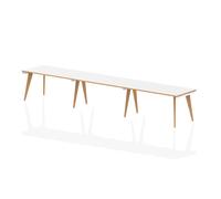 Oslo 1400mm Single Row 3 Person Desk White Top Wood Edge White Frame
