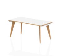 Oslo 1600mm Single Starter Desk White Top Natural Wood Edge White Frame OSL0122