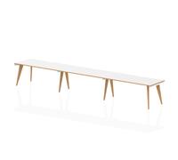Oslo 1600mm Single Row 3 Person Office Bench Desk White Top Natural Wood Edge Wh
