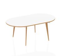 Oslo 1800mm Oval Boardroom Table White Top Natural Wood Edge White Frame OSL0127