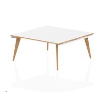 Oslo 1600mm Square Boardroom Table White Top Natural Wood Edge White Frame OSL0130