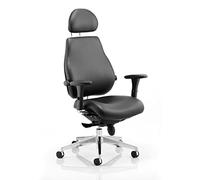 Dynamic Plus Leather Ergonomic Office Chair with Arms and Headrest - Black | Armrest, Ergonomic, Work From Home Essentials