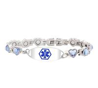 Dynamic QR Code Medical Alert Bracelet for Women, Heart-Shaped Zircon Chain Titanium Steel Jewelry, Editable Medical ID Bracelet, Scan to Update Medical Information Anytime, No Engraving Required, One