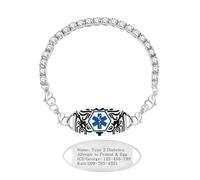 Dynamic QR Code Medical Alert Tennis Bracelet - Rhinestone Inlaid, Interchangeable Tag, Dual Lobster Clasps & Extender, Scan to Update Health/Allergy/Emergency Info, Fashion Medical ID Bracelet, One