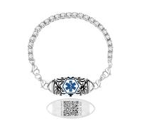 Dynamic QR Code Medical Alert Tennis Bracelet - Rhinestone Inlaid, Interchangeable Tag, Dual Lobster Clasps & Extender, Scan to Update Health/Allergy/Emergency Info, Fashion Medical ID Bracelet, One