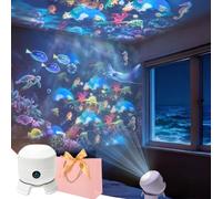 Dynamic Rotating LED Projector Light, 3-in-1 Ocean Snowflake & Starry Effect, Rechargeable Atmosphere Lamp with Adjustable Brightness & 360° Spin, Portable Mood Light for Bedroom, Party，1