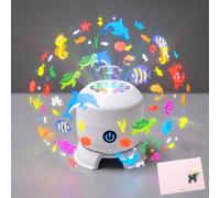 Dynamic Rotating LED Projector Light, 3-in-1 Ocean Wave Starry Sky & Snowfall Effect, Dimmable Nightlight with 360° Auto-Rotating Head, Portable Cordless Mood Lamp for Bedroom (Snowflakes)