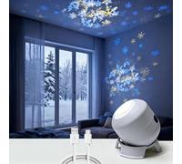 Dynamic Rotating LED Projector Light, Colorful Rotating Projection Light, Rechargeable Ocean Snowflake Night Light Projector, Adjustable Brightness Atmosphere Lamp for Kids Bedroom (Snowflake)