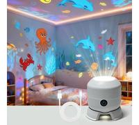 Dynamic Rotating LED Projector Light, Kids Night Light Projector, Rechargeable 360° Ocean Rotating Night Lights, Adjustable Brightness, LED Atmosphere Lamp for Bedroom, Home Theater