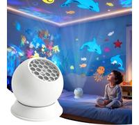 Dynamic Rotating LED Projector Light, Kids Ocean Night Light Projector | 360°Rotating Night Lights, Rechargeable LED Atmosphere Lamp for Bedroom, Birthday Gift for Boys Girls
