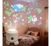 Dynamic Rotating LED Projector Light, USB Rechargeable with 3 Scenes Ocean Snowflake Christmas, Adjustable Brightness Unique Base for Home Room Party