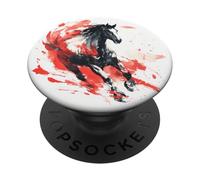 Dynamic Running Horse Watercolor Art Splash PopSockets Adhesive PopGrip