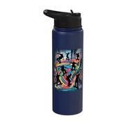 Dynamic Skateboard Symphony Inspired Chalk Art Stainless Steel Insulated Water Bottle