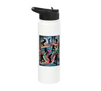 Dynamic Skateboard Symphony Inspired Chalk Art Stainless Steel Insulated Water Bottle