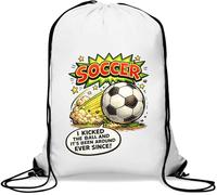 Dynamic Soccer Ball Action Gym Sack Casual Drawstring Bag White