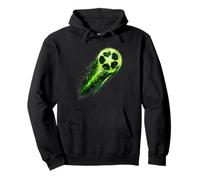 Dynamic Soccer Ball Green Meteor Energy Speed Shot Design Pullover Hoodie