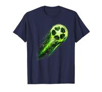 Dynamic Soccer Ball Green Meteor Energy Speed Shot Design T-Shirt