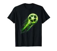 Dynamic Soccer Ball Green Meteor Energy Speed Shot Design T-Shirt