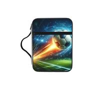 Dynamic-Soccer-Moment Bible Cover Case with Handle, Water-Resistant Oxford Fabric Bible Bag Organizer with Zipper Pockets for Church