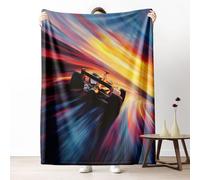 Dynamic Speed Racer Flannel Fleece Blanket Nebula Trail Throw Blankets for Sofa, Warm Cozy Navy Blue Sherpa Bedding Blanket for Kids and Adults, 130x150 cm