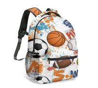 Dynamic Sports Backpack Basketball Baseball Football Rugby Splash Pattern Multi-size Selection Lightweight School Bag for Kids Teens (02)