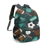Dynamic Sports Backpack Basketball Baseball Football Rugby Splash Pattern Multi-size Selection Lightweight School Bag for Kids Teens (05)