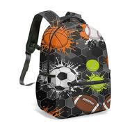 Dynamic Sports Backpack Basketball Baseball Football Rugby Splash Pattern Multi-size Selection Lightweight School Bag for Kids Teens (01)