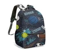 Dynamic Sports Backpack Basketball Baseball Football Rugby Splash Pattern Multi-size Selection Lightweight School Bag for Kids Teens (04)