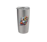 Dynamic Sports-Themed Design with Various Elements - S35 Stainless Steel Insulated Tumbler