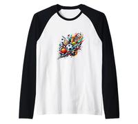 Dynamic Sports Themed with Various Elements Original Graphic Raglan Baseball Tee