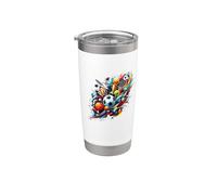 Dynamic Sports Themed with Various Elements Original Graphic Stainless Steel Insulated Tumbler