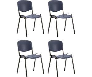 Dynamic Stacking Chair ISO Without Arms Plastic Blue Seat, Black Frame Pack of 4