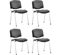 Dynamic Stacking Chair ISO Without Arms Vinyl Black Seat, Chrome Frame Pack of 4