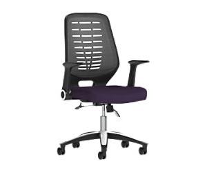 Dynamic Tilt & Lock Task Operator Chair Without Arms Relay Silver Back, Tansy Purple Seat Without Headrest Medium Back