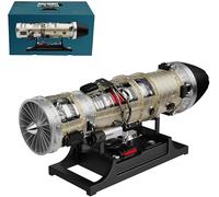 Dynamic Turbofan Engine Model, 1:10 Scale Electric Metal Assembly Kit with Visible Moving Parts & Display Stand, Collector's Desktop Display for Aviation Enthusiasts