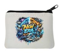 Dynamic Urban Revolution and Futuristic Elements Neoprene Coin Purse Pouch 10x11cm White