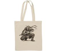 Dynamic warrior in traditional armor Natural Cotton Tote Bag White