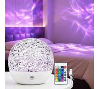 Dynamic Water Ripple Lamp - Ocean Wave Light Projector with Remote Control | Rechargeable Projector Night Light-16Colors Ocean Wave Night Light Projector-Bedside Night Light for Bedroom Living Room Kids