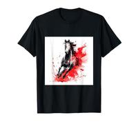 Dynamic Watercolor Running Horse Red Splash Art T-Shirt