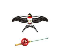 Dynamic Wing Kite, Handheld Fishing Rod Kites, Easy Fly Flapping Wing Toy, Angling Themed Beach Kite, Long Tail Outdoor Flying Toy for Kids Adults Beginners Family (Multicolour) (Black)