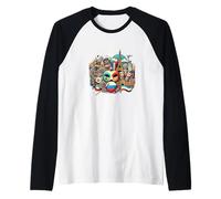 Dynamic World Culture Design with Iconic Symbols - S34 Raglan Baseball Tee