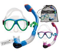 DYNAMICNORD - Premium Diving Set - Scuba Set - Snorkeling Set Package for Kids - Designed in Germany - Dual-Lens Snorkel Mask with Tempered Glas, Dry-top snorkel closure system in ag