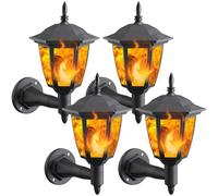 Dynaming 4 Pack Solar Flame Wall Lanterns, Outdoor Solar Powered Sconce Lights, Flickering Flame LED Lights Auto On/Off, Waterproof for Garage, Stair, Patio, Porch, Yard