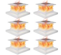 Dynaming 6 Pack Solar Flame Post Lights Outdoor, Solar Powered Fence Post White Shell Cap Light, High Brightness Flickering Flame LED LiVinyl/Wooden Postseck Patio, Fit 4x4 5x5 6x6 Vinyl/Wooden Posts
