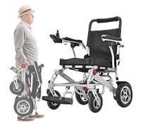 DYNAMISM Lightweight Foldable Electric Wheelchairs for Adults, 2x200W Motor Power Wheelchair Travel/User Friendly All Terrain Motorized Wheelchair for Seniors,Black