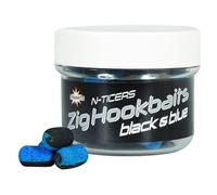 Dynamite N-Ticers Zig Hookbaits Black and Blue 10ml x2 Pots, 12mm x 6mm, Super Buoyant, Barrel Shaped Hookbaits, Highly Effective Essential Oils.