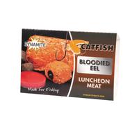 Dynamite Catfish Bloodied Eel Luncheon Meat 250g, Durable Texture, Fishery Friendly, Hair-rig or Hook Direct, Pungent and Highly Attractive Scent of Eel.