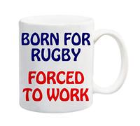 Dynamite Gifts Born for Rugby Forced to Work Mug Gift Present Ball Sport