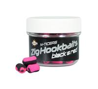 Dynamite N-Ticers Zig Hookbaits Black and Red 10ml x2 Pots, 12mm x 6mm, Super Buoyant, Barrel Shaped Hookbaits, Highly Effective Essential Oils.