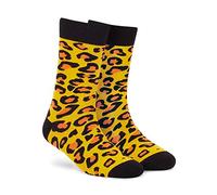DYNAMOCKS Socks for MEN and WOMEN - (Pack of 1 | Crew Length | Material: Combed Cotton | Multicolour | Size: Free (UK 7-12)) (Leopard)